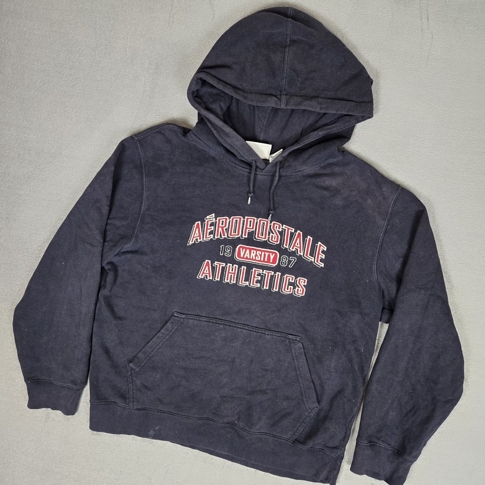 Vintage Y2K Aeropostale Hoodie Mens Large Limited Edition Fleece Blue AERO NYC